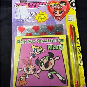 Cartoon Network Powerpuff Girls Valentine's Set with Red and Silver Hearts